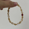 Pulsera de bolas de color marrón perla Natural, diseño con cadena en forma de arroz para joyería DIY, fabricación de cuentas redondas, joyería para mujer