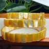 Pulsera de concha amarilla cuadrada con forma de cabujón de perla Natural para mujer, cuentas de joyería, anillos de diseño de moda 
