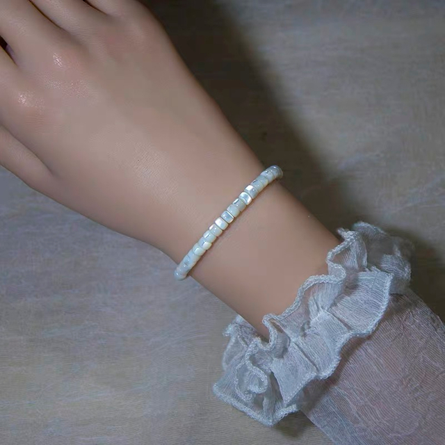 Diseño de pulsera de nácar Natural para mujer, fabricación de joyas, frijoles de concha blanca, forma ovalada, collar largo de diseño redondo de corte 
