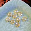 Pendientes de nácar Natural, diseño de corte de flores, color amarillo, joyería para mujer, diseño de cabujón, cuentas pequeñas hechas a mano 