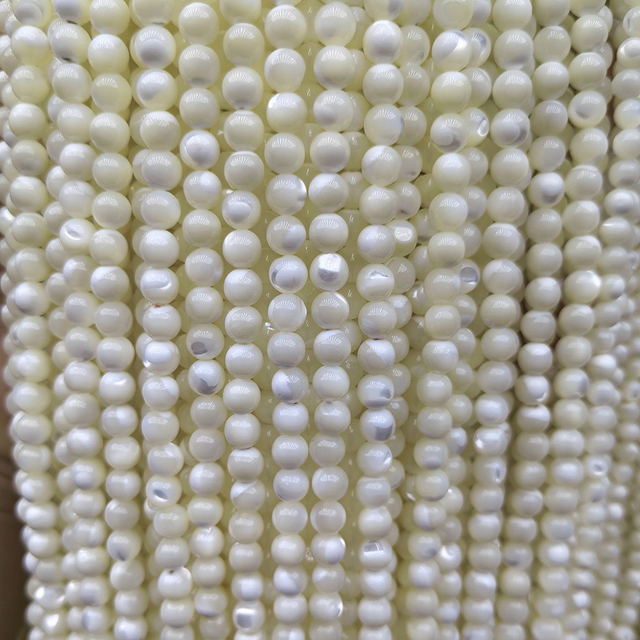 Collar de bola redonda de perla Natural para mujer, diseño de concha de fregona blanca, diseño de cadena, fabricación de pulseras, cuentas DIY 