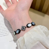 Pulsera de nácar Natural para mujer, diseño de frijoles, color negro, forma ovalada, piezas de joyería para la cara, cabujón de diseño de moda 