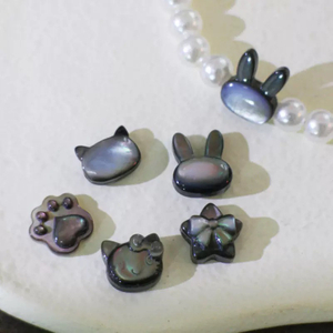 Cosas bonitas de nácar natural para hacer pulseras, diseño de estrella de concha negra, frijoles pequeños para collar, joyería con forma de discoteca DIY