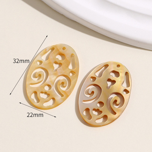 Colgante de forma ovalada de nácar Natural, diseño hueco de concha amarilla para pendientes, diseño de forma simple, imagen de corte, colgante grande