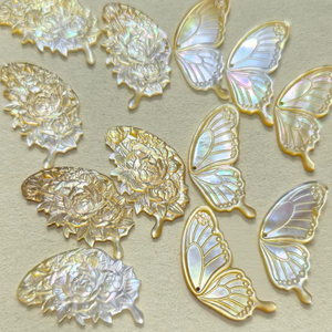 Corte en forma de mariposa de nácar Natural para diseño de colgante, talla de cara, diseño de incrustaciones de joyería de mayor tamaño, cabujón 