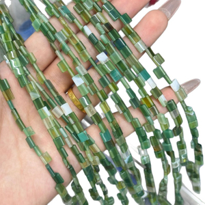 Ágata verde de corte cuadrado de nácar Natural para hacer pulseras, collar de diseño, granos de cabujón, joyería para mujer 