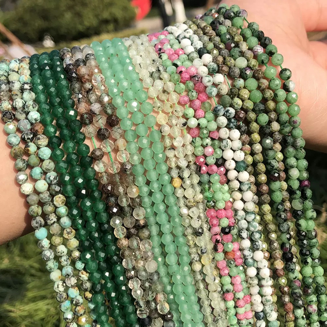Natural Madre de perlas frijoles corte cara fabricación de collares diseño joyería de mujer piedra ojo de tigre ágata bola pequeña fabricación de pulseras