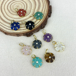 Colgante de flor de nácar Natural, diseño de piedra Aventurina, cabujón, incrustaciones de joyería, ágata verde, fabricación de joyas coloridas para mujer 