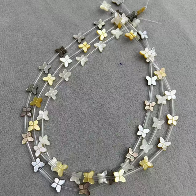 Corte natural en forma de mariposa de nácar para pulsera, diseño de fabricación de animales pequeños, diseño de cabujón de color amarillo
