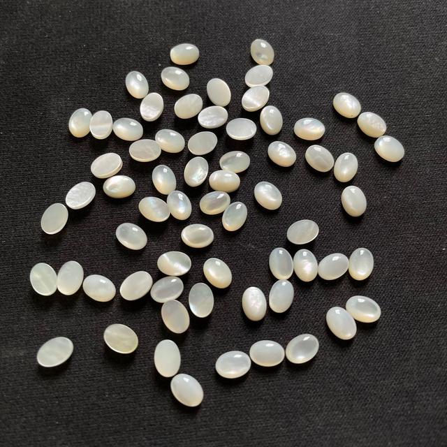 Anillos con forma ovalada de cabujón de nácar Natural, joyería con forma de huevo, diseño de incrustaciones para mujer, fabricación de cadenas, piezas de cuentas pequeñas