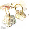 Pendiente de flor de nácar Natural, joyería de diseño, pendiente negro, fabricación de flores, pulsera, diseño de concha y collar de gran tamaño 