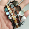 Collar de concha de abulón de forma redonda de nácar Natural, fabricación de joyas DIY para mujer con cara lisa de frijoles pequeños 
