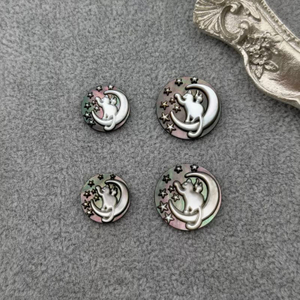 Diseño de imagen de nácar Natural, cabujón redondo de corte, joyería para mujer, colgante con incrustaciones, diseño en relieve, corte de animales
