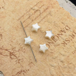 Corte en forma de estrella pequeña de nácar Natural para hacer collares, cara de bombe, cabujón, concha blanca para joyería DIY con frijoles