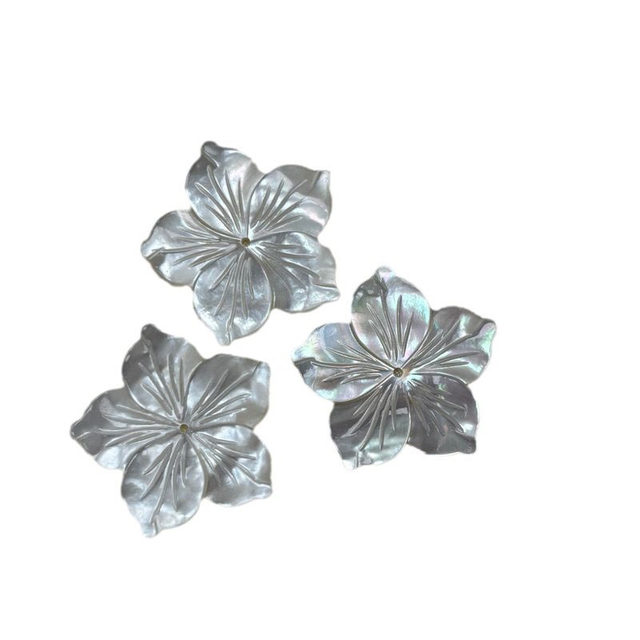 Broche con forma de flor de nácar Natural para mujer, diseño de broche más grande, fabricación de joyas, pulsera de cabujón, diseño de concha blanca