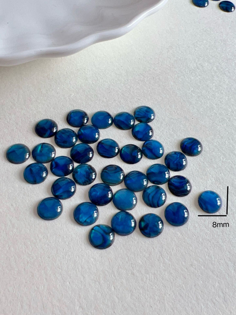 Cabujón redondo de nácar Natural para diseño de anillos, fabricación de concha de abulón, color azul, frijoles pequeños, diseño de incrustaciones de joyería para mujer