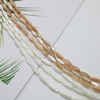 Corte natural en forma de arroz de nácar para joyería, fabricación de collares, pulsera de mujer de color marrón, diseño de iconos de cabujón de bola de frijoles 
