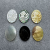 Diseño de imagen de flor de corte de forma ovalada de nácar Natural para joyería con incrustaciones de colgantes, fabricación de iconos de cabujón, concha amarilla 