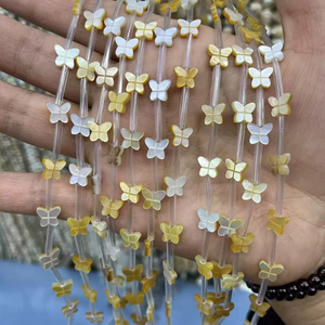 Corte natural en forma de mariposa de nácar para pulsera, diseño de fabricación de animales pequeños, diseño de cabujón de color amarillo