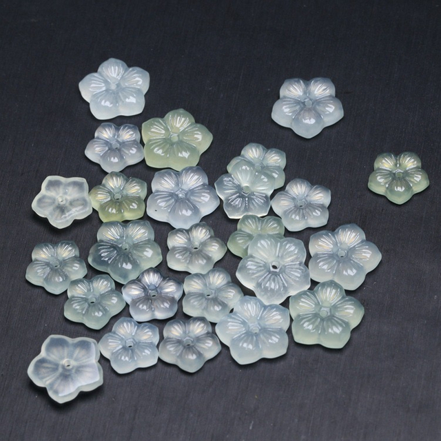 Pendientes de corte de flor de nácar Natural, diseño de material de jade, calcedonia, anillos pequeños de frijoles, diseño de incrustaciones, fabricación de joyas 