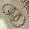 Pulsera de bolas de color marrón perla Natural, diseño con cadena en forma de arroz para joyería DIY, fabricación de cuentas redondas, joyería para mujer
