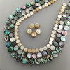Collar de concha de abulón de forma redonda de nácar Natural, fabricación de joyas DIY para mujer con cara lisa de frijoles pequeños 