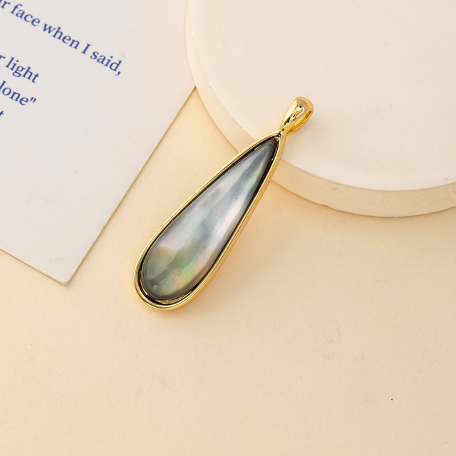 Diseño de forma de gota de nácar natural tallado de tamaño largo para pendientes que hacen joyería de mujer DIY gota fina concha de abulón colorido