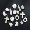 Cuentas pequeñas de nácar Natural, diseño de cruz, forma de hoja de corte para fabricación de colgantes, piezas de joyería para mujer, cosas bonitas, Luna 