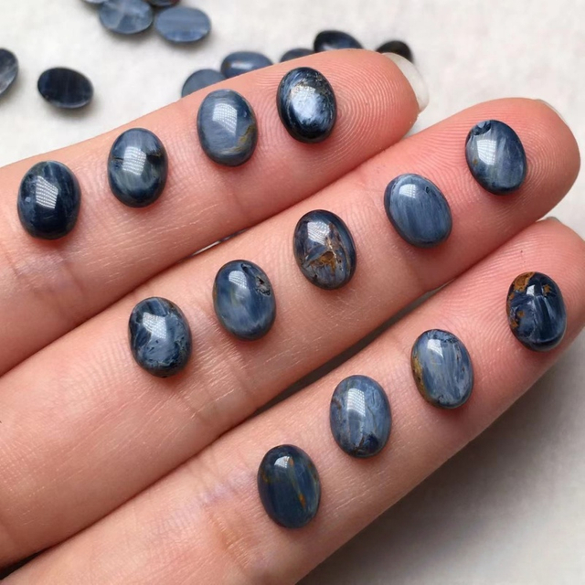 Natural Madre de perla pequeño cabujón forma ovalada azul gris piedra joyería incrustación piezas de diseño anillos diseño haciendo diseño de collar