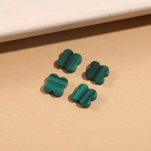 Forma de trébol de nácar natural, corte de frijoles pequeños para incrustaciones de pulsera, diseño de flores de piedra colorida, collar de moda para mujer 