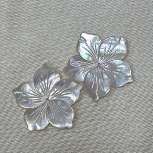 Broche con forma de flor de nácar Natural para mujer, diseño de broche más grande, fabricación de joyas, pulsera de cabujón, diseño de concha blanca