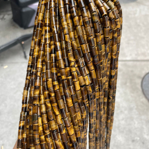 Corte de forma larga de nácar Natural para mujer, diseño de joyería con frijoles pequeños, ojos de tigre, pulsera en relieve