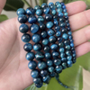 Collar de perlas naturales para mujer, joyería para mujer, ojos de tigre azul, granos de piedra, bola redonda, fabricación de pulseras, diseño para bricolaje de tamaño pequeño