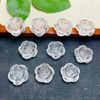 Corte en forma de flor de nácar Natural para hacer anillos, pendientes pequeños de rosa de cristal blanco, diseño de joyería para mujer