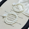 Pulsera de moda de nácar natural para mujer, joyería con diseño de flores con concha de color blanco, cadena de bolas DIY, diseño de joyería para mujer 