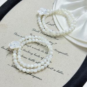 Pulsera de moda de nácar natural para mujer, joyería con diseño de flores con concha de color blanco, cadena de bolas DIY, diseño de joyería para mujer 