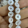 Collar de cuentas pequeñas de cabujón redondo con diseño de forma circular de nácar Natural para hacer joyas, diseño de colgante, concha negra