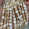 Forma redonda de nácar Natural, corte de frijoles pequeños para joyería, collar, concha blanca, color marrón, pulsera de cara plana, fabricación DIY