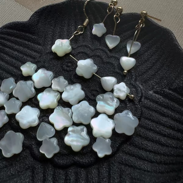 Corte en forma de estrella pequeña de nácar Natural para anillos, diseño de cabujón, fabricación de pendientes, diseño de pulsera con cara de bombe 