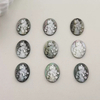 Imagen de nácar Natural, corte de forma ovalada, diseño de animal de zorro, iconos de concha negra, fabricación de colgante de joyería con forma de cabujón para mujer