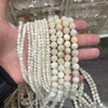 Pulsera de concha blanca de corte con forma de bola de frijoles pequeños de nácar Natural, diseño ovalado con forma de cabujón DIY para cadena con piezas