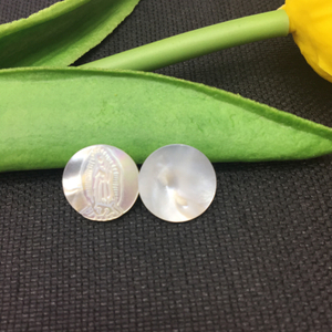 Guadalupe Natural de nácar pequeña para joyería, anillos con incrustaciones, diseño de collar para mujer, cabujón de corte de forma redonda 