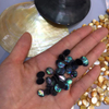 Anillos de concha de abulón con forma ovalada de madreperla Natural, diseño de cabujón para fabricación de joyas, collar con incrustaciones para mujer DIY