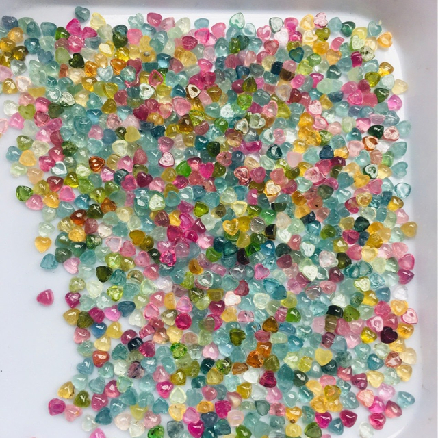 Corte de cabujón pequeño de nácar natural para anillos, joyería, diseño de corazón de turmalina, pendiente con incrustaciones, joyería para mujer, fabricación de collares 