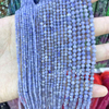 Collar de corte facial de granos de tanzanita de nácar Natural, joyería para mujer, diseño de moda, bola pequeña, piedra de color azul 