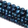 Collar de perlas naturales para mujer, joyería para mujer, ojos de tigre azul, granos de piedra, bola redonda, fabricación de pulseras, diseño para bricolaje de tamaño pequeño