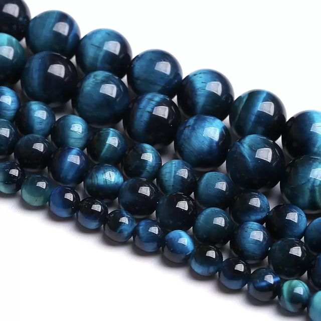 Collar de perlas naturales para mujer, joyería para mujer, ojos de tigre azul, granos de piedra, bola redonda, fabricación de pulseras, diseño para bricolaje de tamaño pequeño