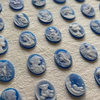 Pendientes con diseño de camafeo de nácar Natural, cara de señora de concha de ágata para mujer, fabricación de joyas, colgante con incrustaciones de cabujón de ágata azul 