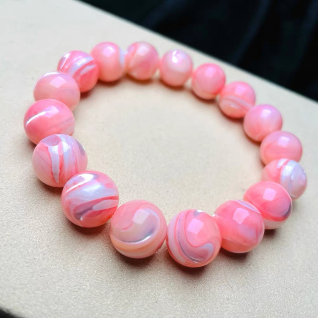 Pulsera rosa de nácar Natural, joyería para mujer, diseño de moda, cadena de cabujón de bola grande, diseño de pendientes de color rojo 