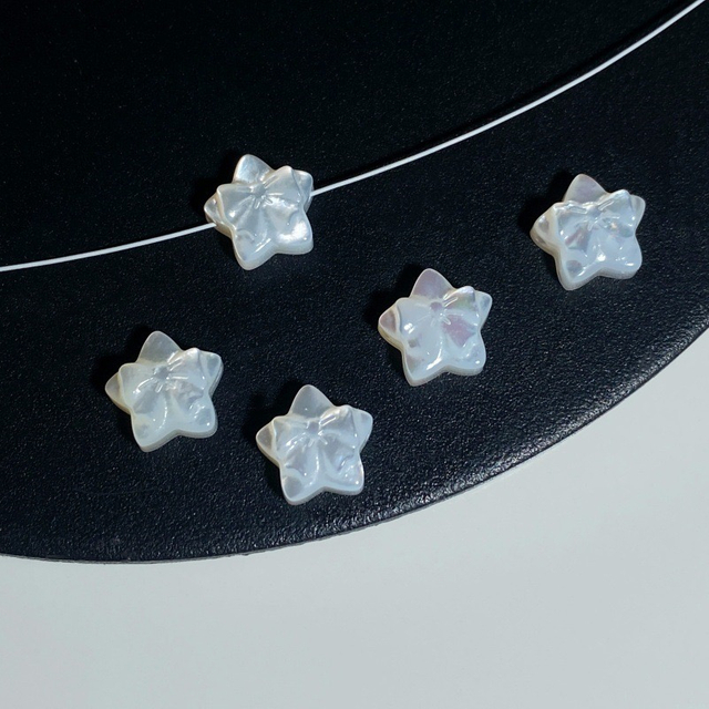 Cabujón de nácar Natural, diseño de cadena, corte en forma de estrella para mujer, collar con piezas de joyería, cuentas pequeñas de concha blanca